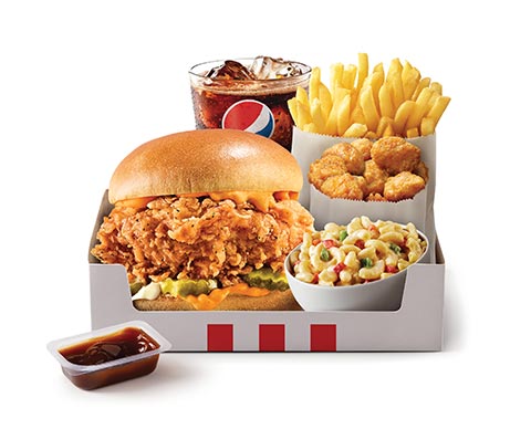 KFC Spicy Famous Chicken Chicken Sandwich Ultimate Box Meal - Simply ...